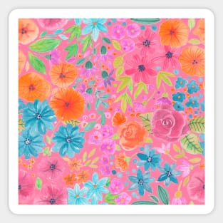 Floral watercolor pattern in pink Sticker